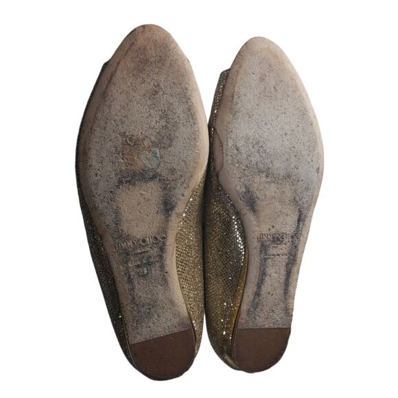Jimmy Choo Glam Fairycore balletBeck Glitter Metallic Peep Toe Flats - Picture 9 of 11